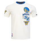 NBA GOLDEN STATE WARRIORS RETRO CASCADE T-SHIRT À BORDURES CONTRASTANTES POUR HOMME (COQUILLE D'ŒUF/BLEU ROYAL)