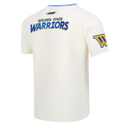 NBA GOLDEN STATE WARRIORS RETRO CASCADE T-SHIRT À BORDURES CONTRASTANTES POUR HOMME (COQUILLE D'ŒUF/BLEU ROYAL)