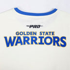NBA GOLDEN STATE WARRIORS RETRO CASCADE T-SHIRT À BORDURES CONTRASTANTES POUR HOMME (COQUILLE D'ŒUF/BLEU ROYAL)