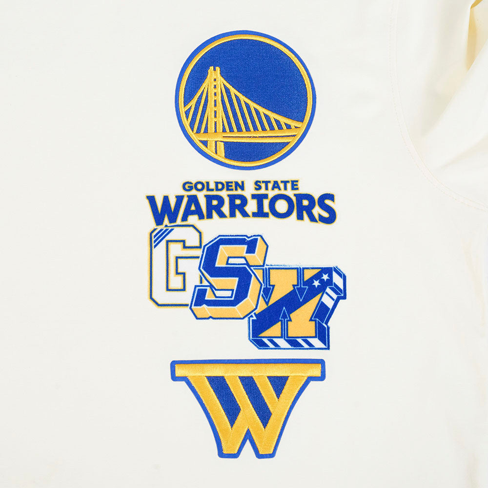 NBA GOLDEN STATE WARRIORS RETRO CASCADE T-SHIRT À BORDURES CONTRASTANTES POUR HOMME (COQUILLE D'ŒUF/BLEU ROYAL)
