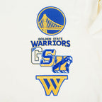NBA GOLDEN STATE WARRIORS RETRO CASCADE T-SHIRT À BORDURES CONTRASTANTES POUR HOMME (COQUILLE D'ŒUF/BLEU ROYAL)