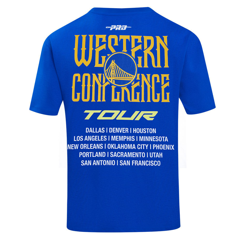 NBA GOLDEN STATE WARRIORS CITY TOUR 2.0 MEN'S COTTON JERSEY DROP SHOULDER TEE (ROYAL BLUE)