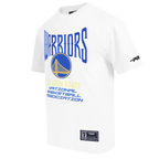 NBA GOLDEN STATE WARRIORS CITY TOUR 2.0 T-SHIRT EN JERSEY DE COTON À ÉPAULES TOMBANTES POUR HOMME (BLANC)