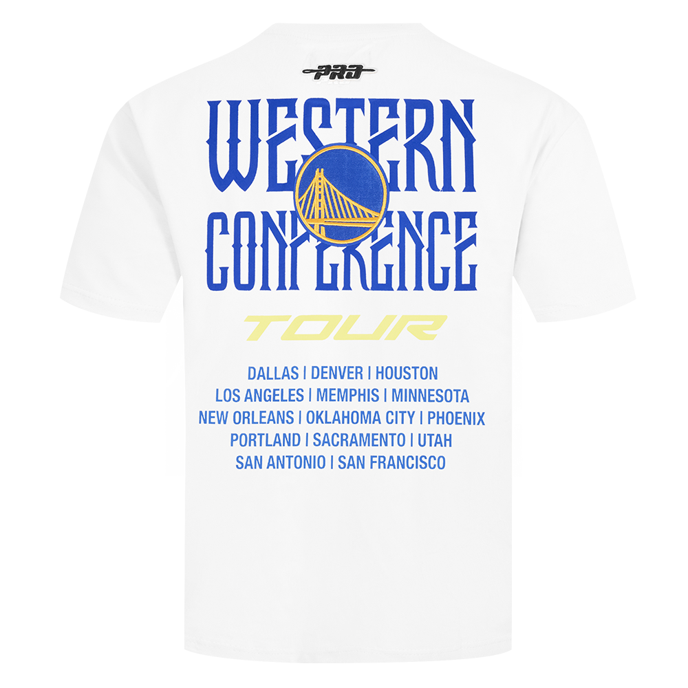 NBA GOLDEN STATE WARRIORS CITY TOUR 2.0 T-SHIRT EN JERSEY DE COTON À ÉPAULES TOMBANTES POUR HOMME (BLANC)