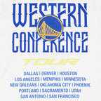 NBA GOLDEN STATE WARRIORS CITY TOUR 2.0 T-SHIRT EN JERSEY DE COTON À ÉPAULES TOMBANTES POUR HOMME (BLANC)