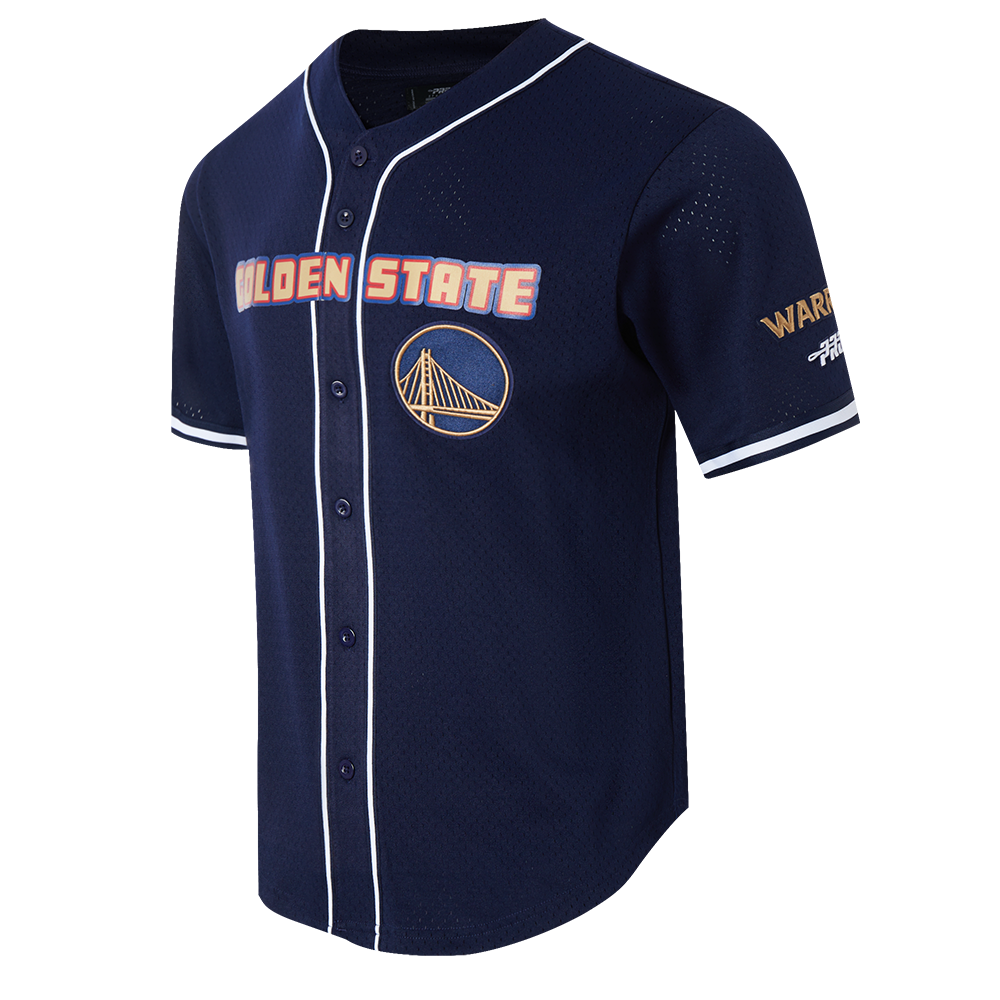 NBA GOLDEN STATE WARRIORS CITY EDITION 24-25 MEN'S MESH BUTTON DOWN (MIDNIGHT NAVY)