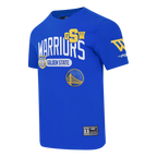 NBA GOLDEN STATE WARRIORS LETTERMAN T-SHIRT À MANCHES COURTES POUR HOMME (BLEU ROYAL)