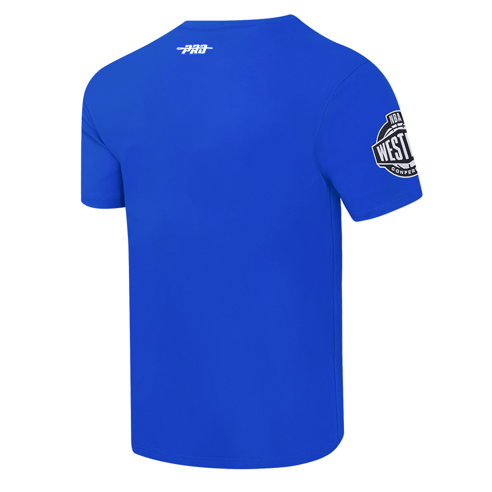 NBA GOLDEN STATE WARRIORS LETTERMAN T-SHIRT À MANCHES COURTES POUR HOMME (BLEU ROYAL)