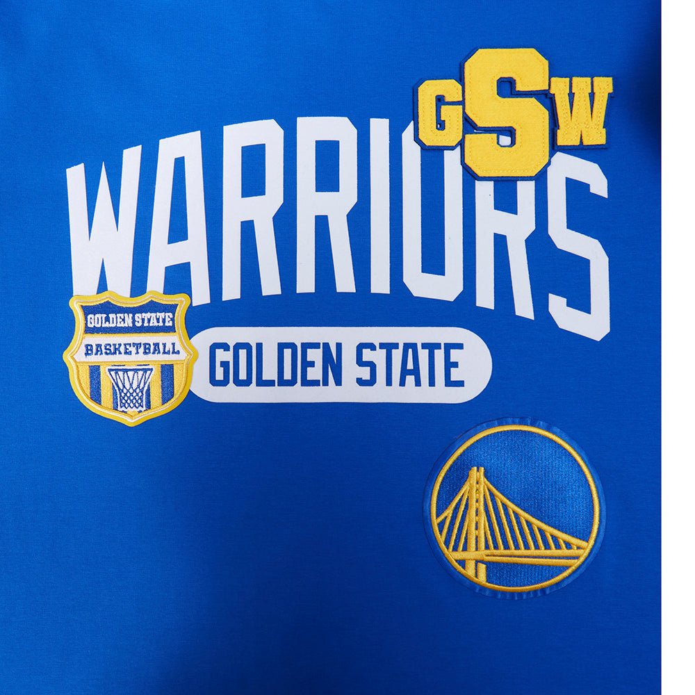 NBA GOLDEN STATE WARRIORS LETTERMAN T-SHIRT À MANCHES COURTES POUR HOMME (BLEU ROYAL)