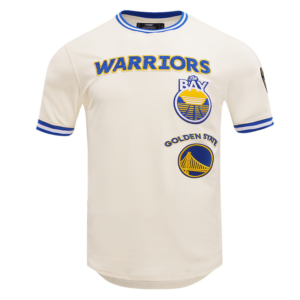 NBA GOLDEN STATE WARRIORS RETRO CLASSIC T-SHIRT POUR HOMME (COQUILLE D'ŒUF/BLEU ROYAL)