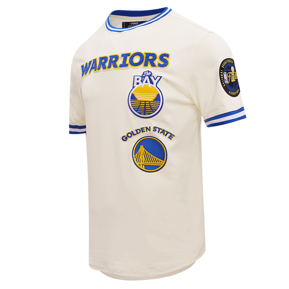 NBA GOLDEN STATE WARRIORS RETRO CLASSIC T-SHIRT POUR HOMME (COQUILLE D'ŒUF/BLEU ROYAL)