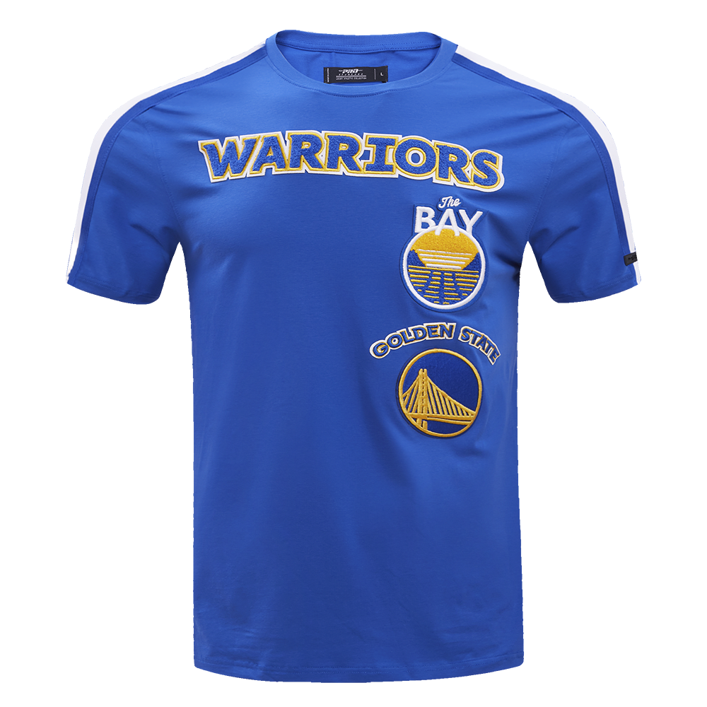 NBA GOLDEN STATE WARRIORS RETRO CLASSIC T-SHIRT À RAYURES POUR HOMME (BLEU ROYAL)