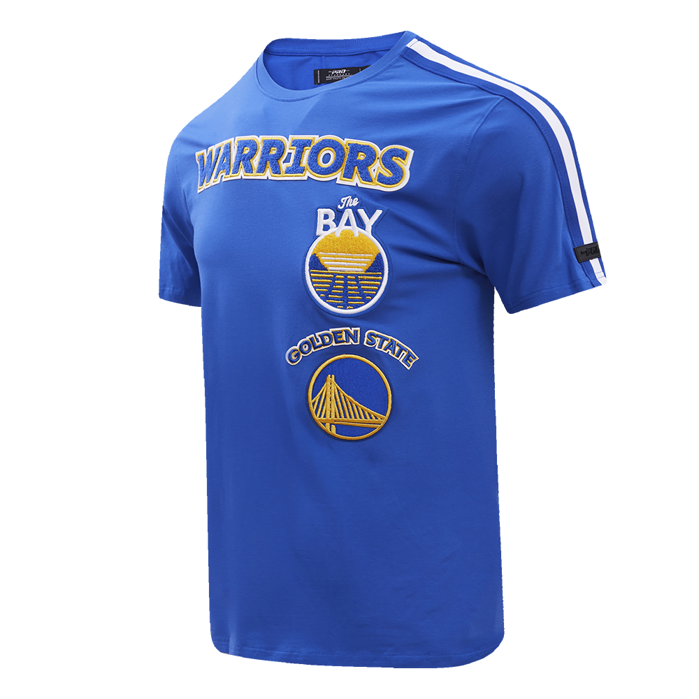 NBA GOLDEN STATE WARRIORS RETRO CLASSIC T-SHIRT À RAYURES POUR HOMME (BLEU ROYAL)