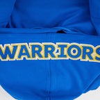 NBA GOLDEN STATE WARRIORS CLASSIC CHANDAIL À CAPUCHON À MANCHES COURTES EN MAILLE DOUBLE ET CHENILLE POUR HOMME (BLEU ROYAL)
