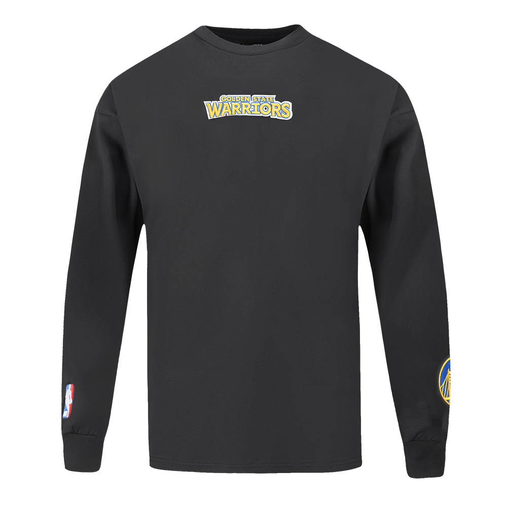 NBA GOLDEN STATE WARRIORS WINGSPAN MEN'S DROP SHOULDER LONG SLEEVE TEE (BLACK)