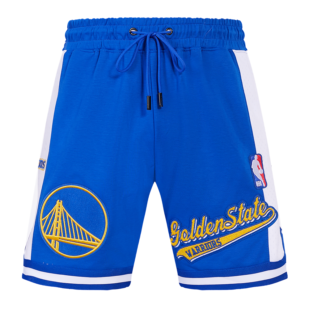 NBA GOLDEN STATE WARRIORS SCRIPT TAIL MEN'S DOUBLE KNIT 2.0 SHORT (ROYAL BLUE)