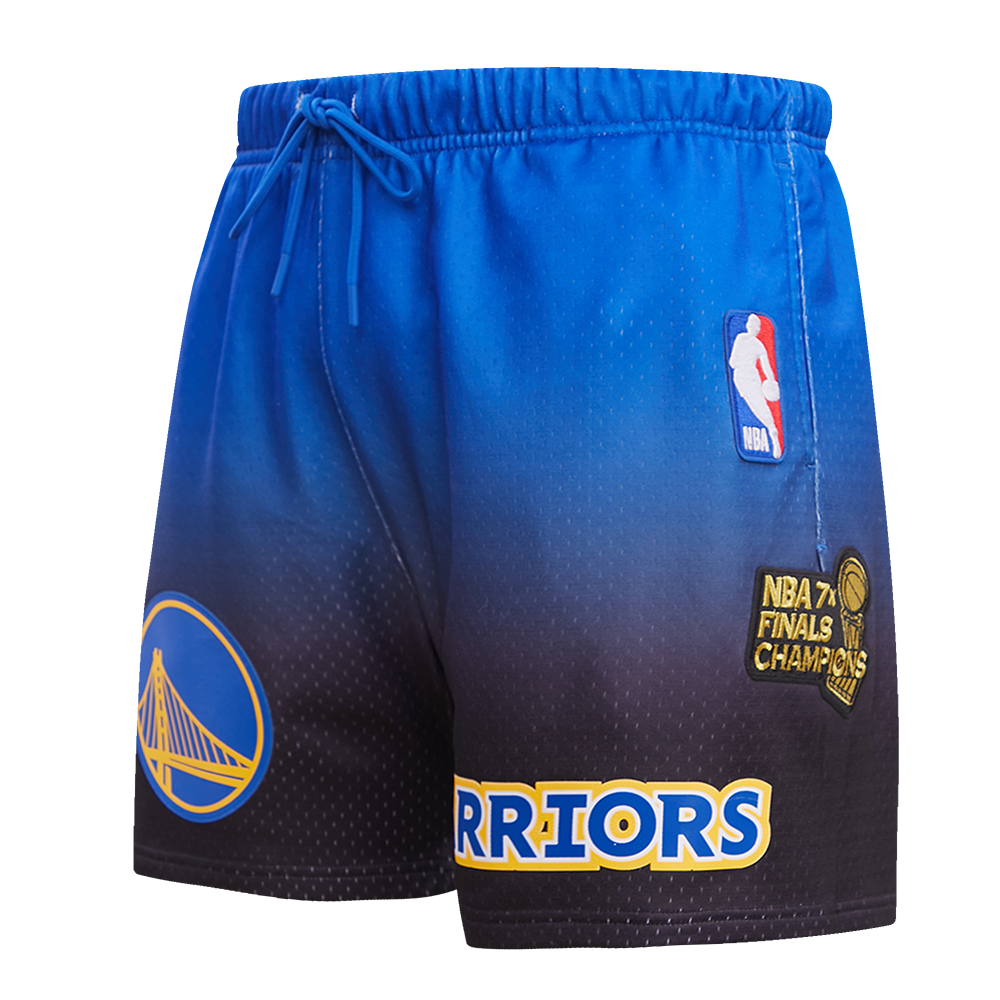NBA GOLDEN STATE WARRIORS TEAM MEN'S MESH SHORT (BLACK/ROYAL BLUE)
