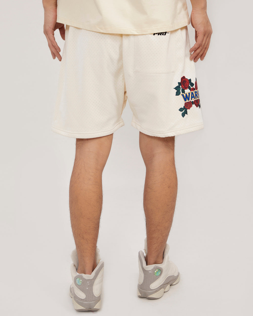 NBA GOLDEN STATE WARRIORS ROSES MEN'S MESH SHORT (EGGSHELL)