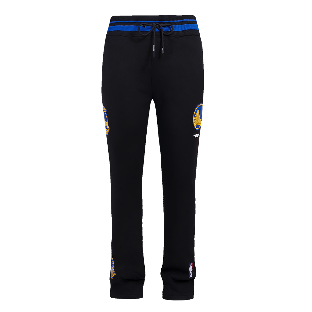 NBA GOLDEN STATE WARRIORS SCRIPT TAIL MEN'S RIB FLEECE SWEATPANT (BLACK/ROYAL BLUE/BLACK)