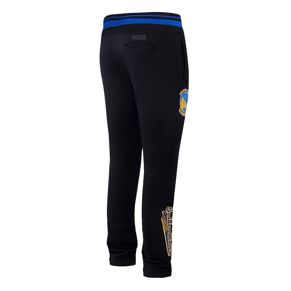 NBA GOLDEN STATE WARRIORS SCRIPT TAIL PANTALON OUATÉ EN MOLLETON CÔTELÉ POUR HOMME (NOIR/BLEU ROYAL/NOIR)