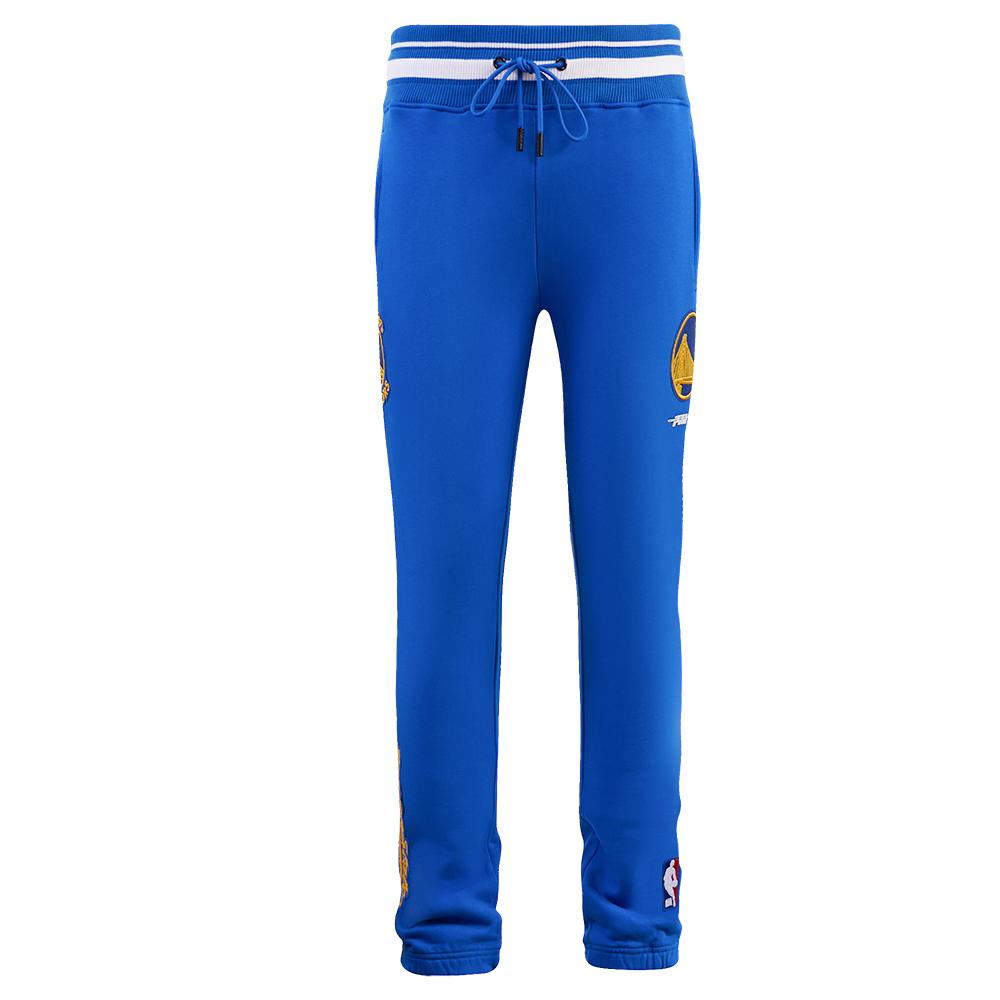 NBA GOLDEN STATE WARRIORS SCRIPT TAIL MEN'S RIB FLEECE SWEATPANT (ROYAL BLUE)