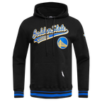 NBA GOLDEN STATE WARRIORS SCRIPT TAIL CHANDAIL À CAPUCHON EN MOLLETON CÔTELÉ POUR HOMME (NOIR/BLEU ROYAL/NOIR)