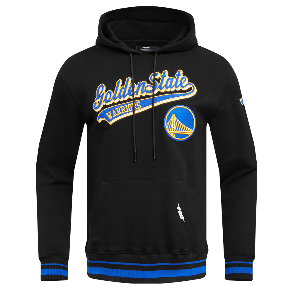 NBA GOLDEN STATE WARRIORS SCRIPT TAIL CHANDAIL À CAPUCHON EN MOLLETON CÔTELÉ POUR HOMME (NOIR/BLEU ROYAL/NOIR)