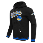 NBA GOLDEN STATE WARRIORS SCRIPT TAIL CHANDAIL À CAPUCHON EN MOLLETON CÔTELÉ POUR HOMME (NOIR/BLEU ROYAL/NOIR)
