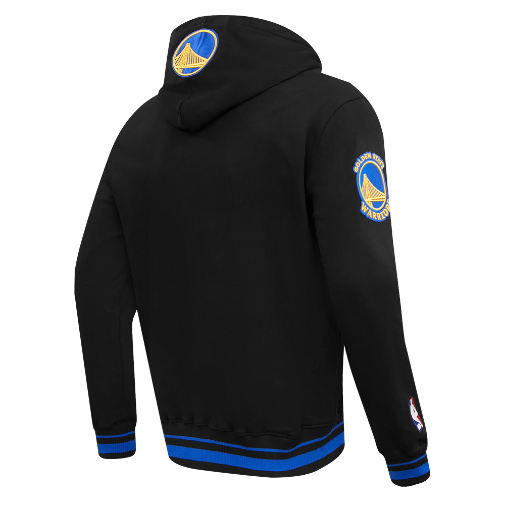 NBA GOLDEN STATE WARRIORS SCRIPT TAIL CHANDAIL À CAPUCHON EN MOLLETON CÔTELÉ POUR HOMME (NOIR/BLEU ROYAL/NOIR)