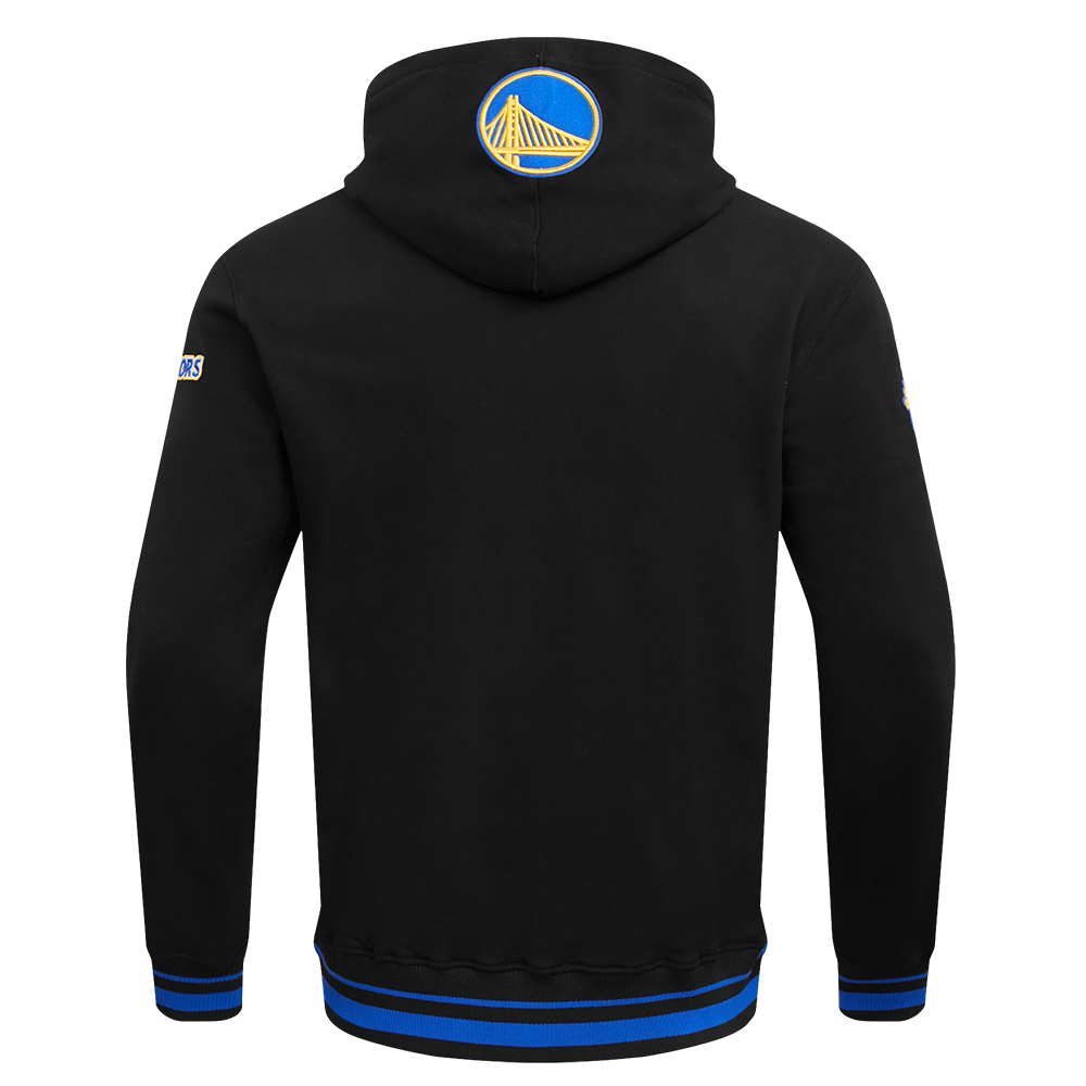 NBA GOLDEN STATE WARRIORS SCRIPT TAIL CHANDAIL À CAPUCHON EN MOLLETON CÔTELÉ POUR HOMME (NOIR/BLEU ROYAL/NOIR)