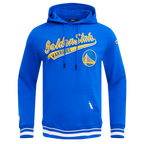 NBA GOLDEN STATE WARRIORS SCRIPT TAIL CHANDAIL À CAPUCHON EN MOLLETON CÔTELÉ POUR HOMME (BLEU ROYAL)