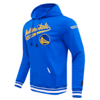NBA GOLDEN STATE WARRIORS SCRIPT TAIL CHANDAIL À CAPUCHON EN MOLLETON CÔTELÉ POUR HOMME (BLEU ROYAL)