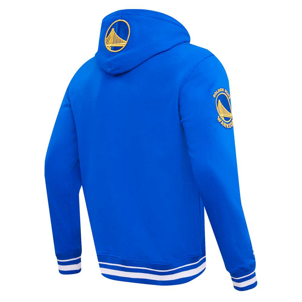 NBA GOLDEN STATE WARRIORS SCRIPT TAIL CHANDAIL À CAPUCHON EN MOLLETON CÔTELÉ POUR HOMME (BLEU ROYAL)
