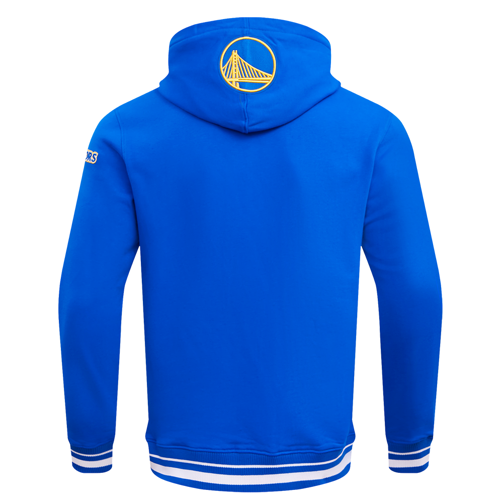 NBA GOLDEN STATE WARRIORS SCRIPT TAIL CHANDAIL À CAPUCHON EN MOLLETON CÔTELÉ POUR HOMME (BLEU ROYAL)