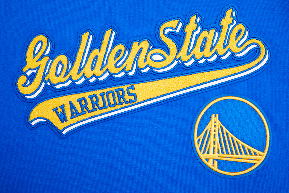 NBA GOLDEN STATE WARRIORS SCRIPT TAIL CHANDAIL À CAPUCHON EN MOLLETON CÔTELÉ POUR HOMME (BLEU ROYAL)