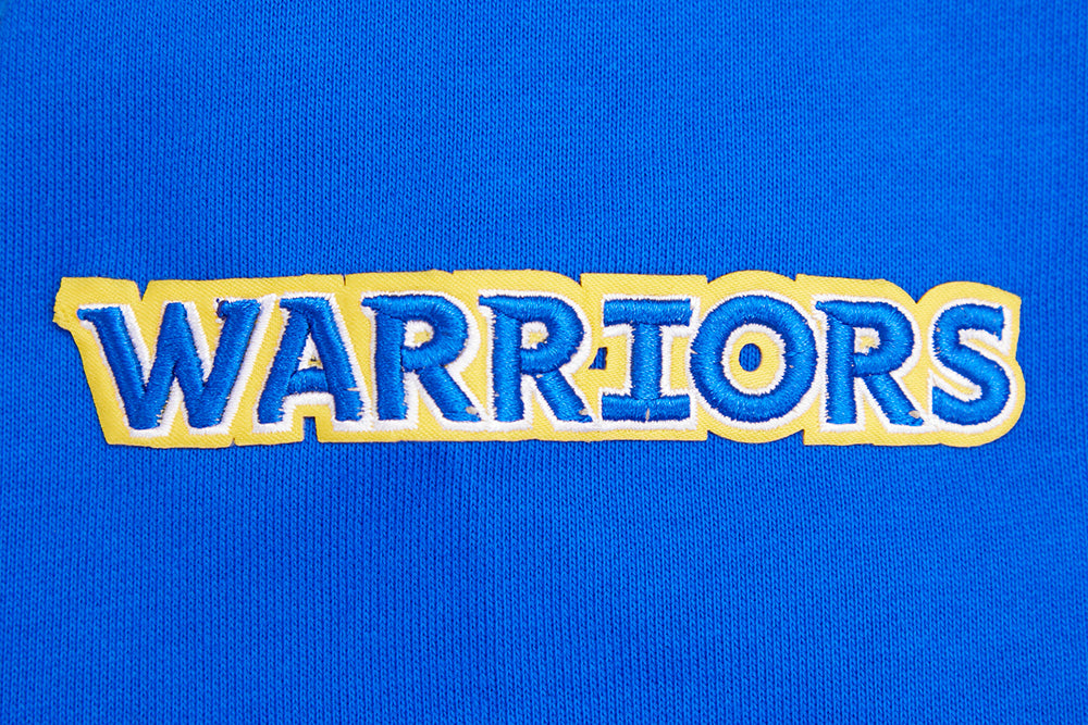 NBA GOLDEN STATE WARRIORS SCRIPT TAIL CHANDAIL À CAPUCHON EN MOLLETON CÔTELÉ POUR HOMME (BLEU ROYAL)
