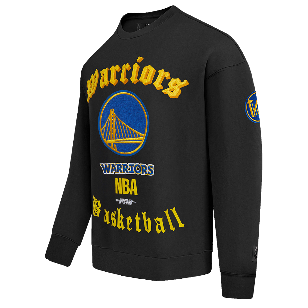 NBA GOLDEN STATE WARRIORS OLD ENGLISH MEN'S CREWNECK (BLACK)