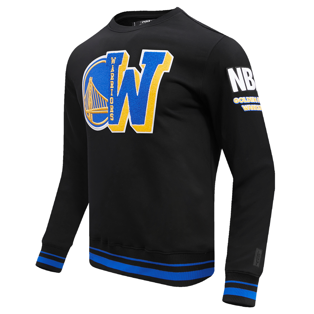NBA GOLDEN STATE WARRIORS MASHUP MEN'S RIB CREWNECK (BLACK/ROYAL BLUE/BLACK)