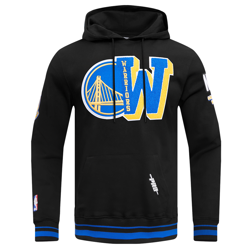 NBA GOLDEN STATE WARRIORS MASHUP MEN'S RIB PULLOVER HOODIE (BLACK/ROYAL BLUE/BLACK)