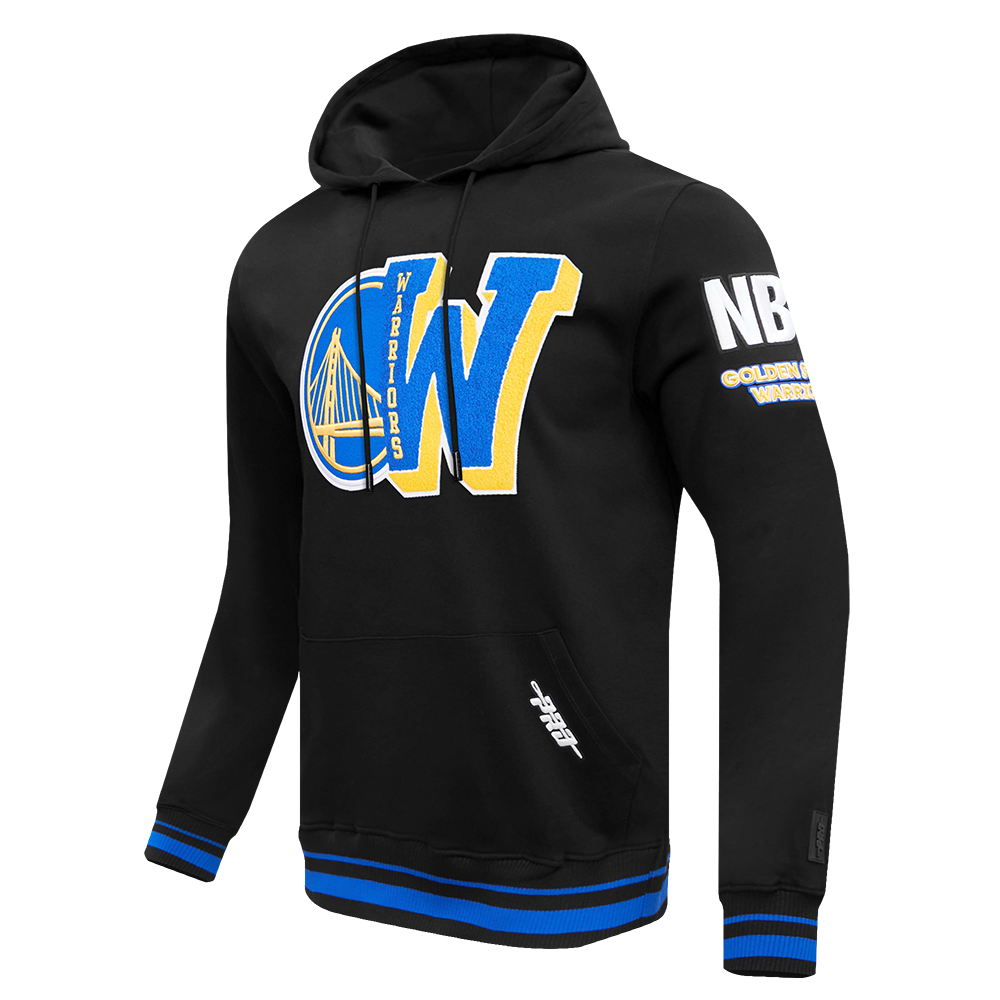 NBA GOLDEN STATE WARRIORS MASHUP MEN'S RIB PULLOVER HOODIE (BLACK/ROYAL BLUE/BLACK)