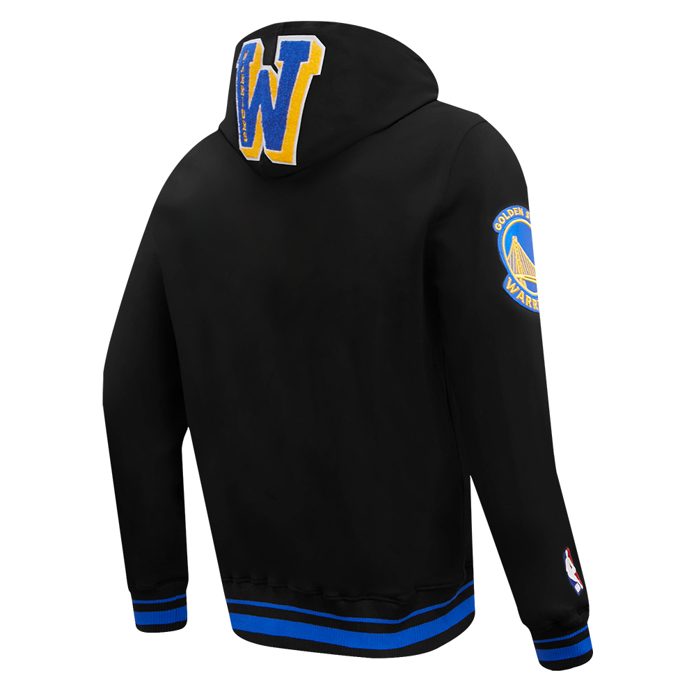 NBA GOLDEN STATE WARRIORS MASHUP MEN'S RIB PULLOVER HOODIE (BLACK/ROYAL BLUE/BLACK)