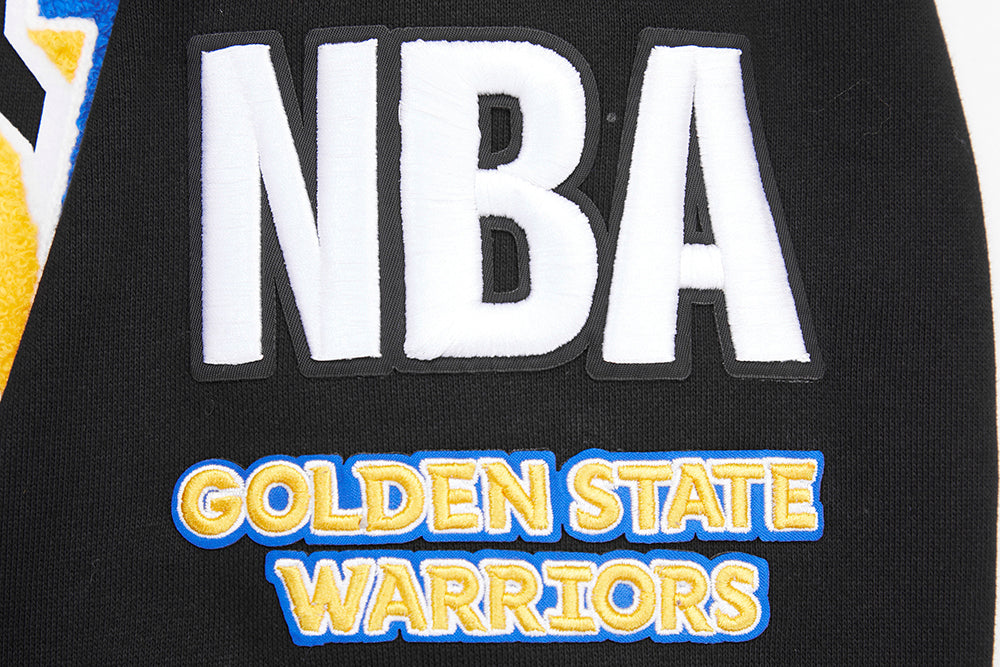 NBA GOLDEN STATE WARRIORS MASHUP MEN'S RIB PULLOVER HOODIE (BLACK/ROYAL BLUE/BLACK)