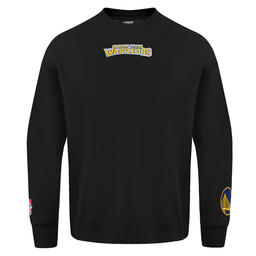 NBA GOLDEN STATE WARRIORS WINGSPAN MEN'S DROP SHOULDER FLEECE CREWNECK (BLACK)