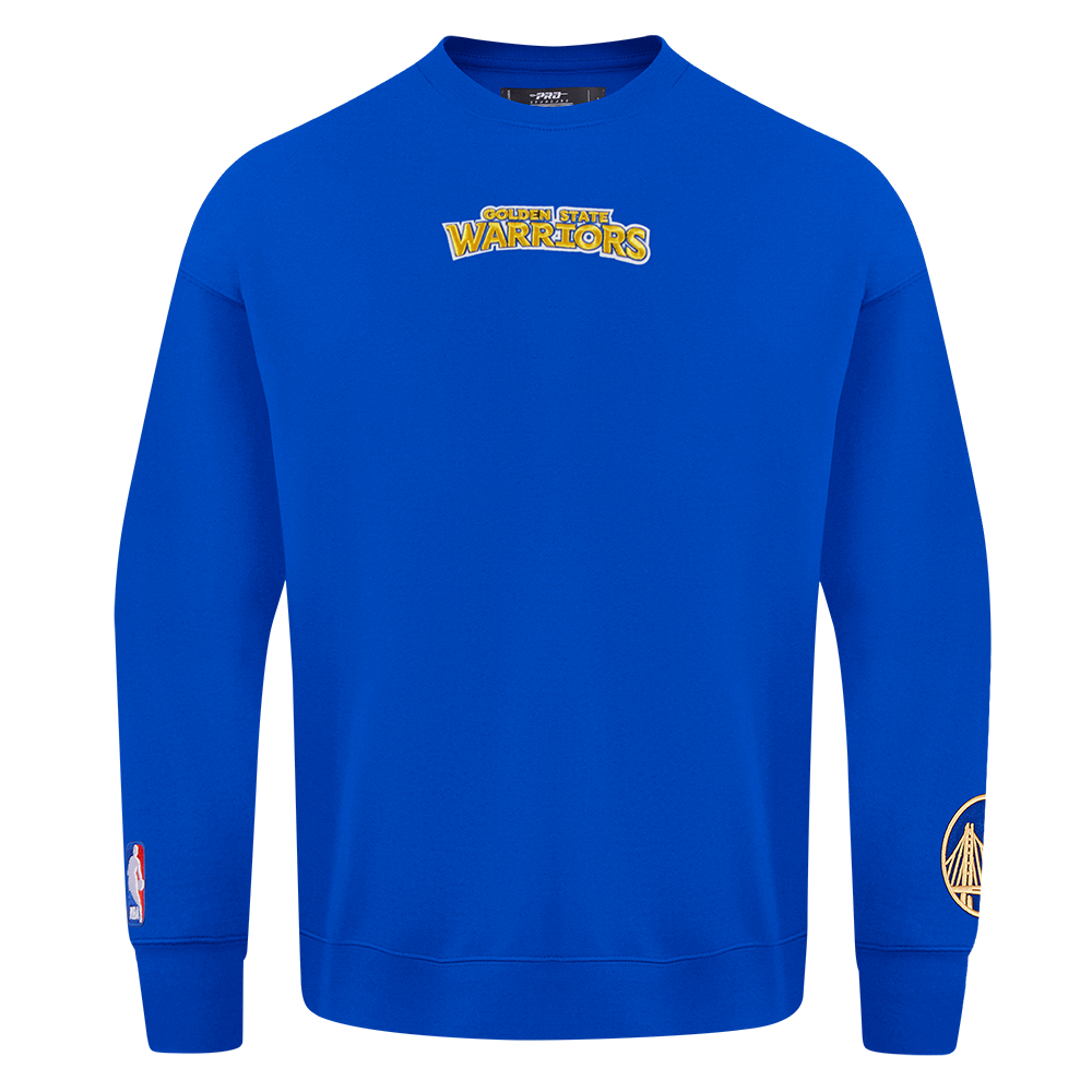 NBA GOLDEN STATE WARRIORS WINGSPAN MEN'S DROP SHOULDER FLEECE CREWNECK (ROYAL BLUE)
