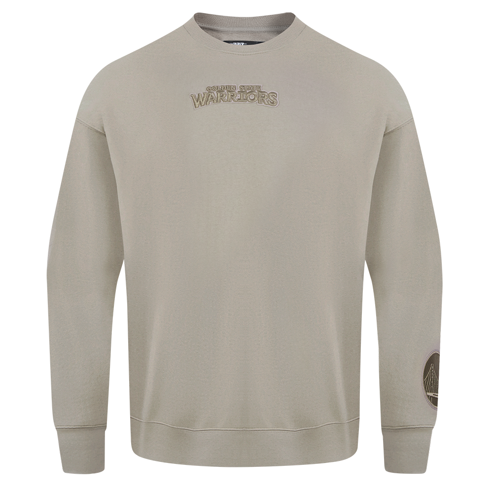 NBA GOLDEN STATE WARRIORS WINGSPAN MEN'S DROP SHOULDER FLEECE CREWNECK (TAUPE)