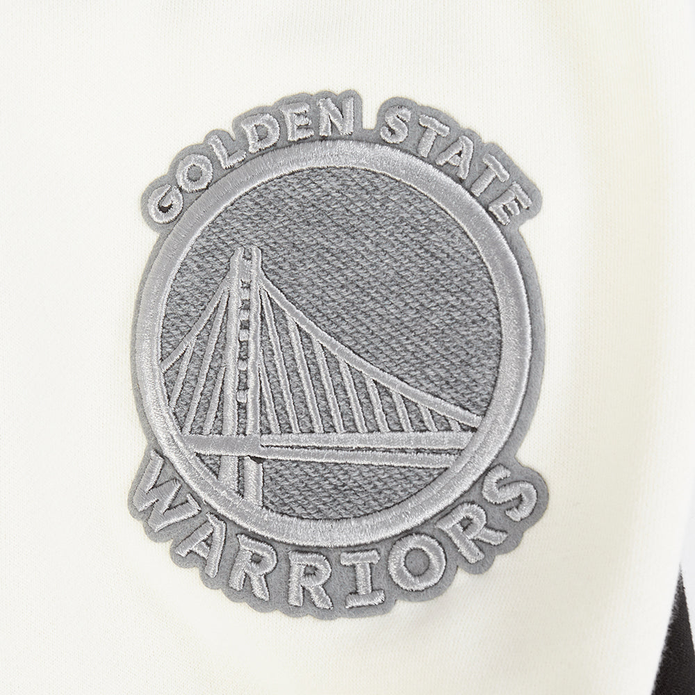 NBA GOLDEN STATE WARRIORS REVERSE FRENCH TERRY CHANDAIL À CAPUCHON EN MOLLETON À BLOCS DE COULEUR POUR HOMME (NOIR/GRIS/COQUILLE D'ŒUF)