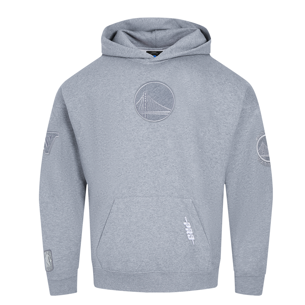 NBA GOLDEN STATE WARRIORS REVERSE FRENCH TERRY CHANDAIL À CAPUCHON EN MOLLETON À ÉPAULES TOMBANTES POUR HOMME (GRIS CHINÉ FONCÉ)
