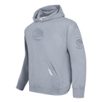 NBA GOLDEN STATE WARRIORS REVERSE FRENCH TERRY CHANDAIL À CAPUCHON EN MOLLETON À ÉPAULES TOMBANTES POUR HOMME (GRIS CHINÉ FONCÉ)