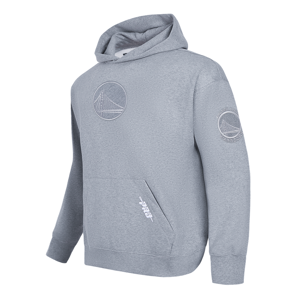 NBA GOLDEN STATE WARRIORS REVERSE FRENCH TERRY CHANDAIL À CAPUCHON EN MOLLETON À ÉPAULES TOMBANTES POUR HOMME (GRIS CHINÉ FONCÉ)