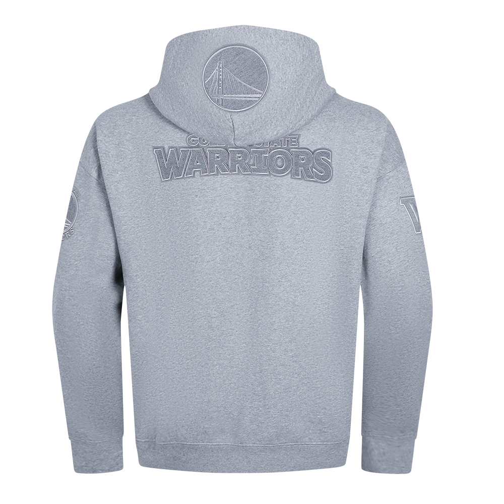 NBA GOLDEN STATE WARRIORS REVERSE FRENCH TERRY CHANDAIL À CAPUCHON EN MOLLETON À ÉPAULES TOMBANTES POUR HOMME (GRIS CHINÉ FONCÉ)